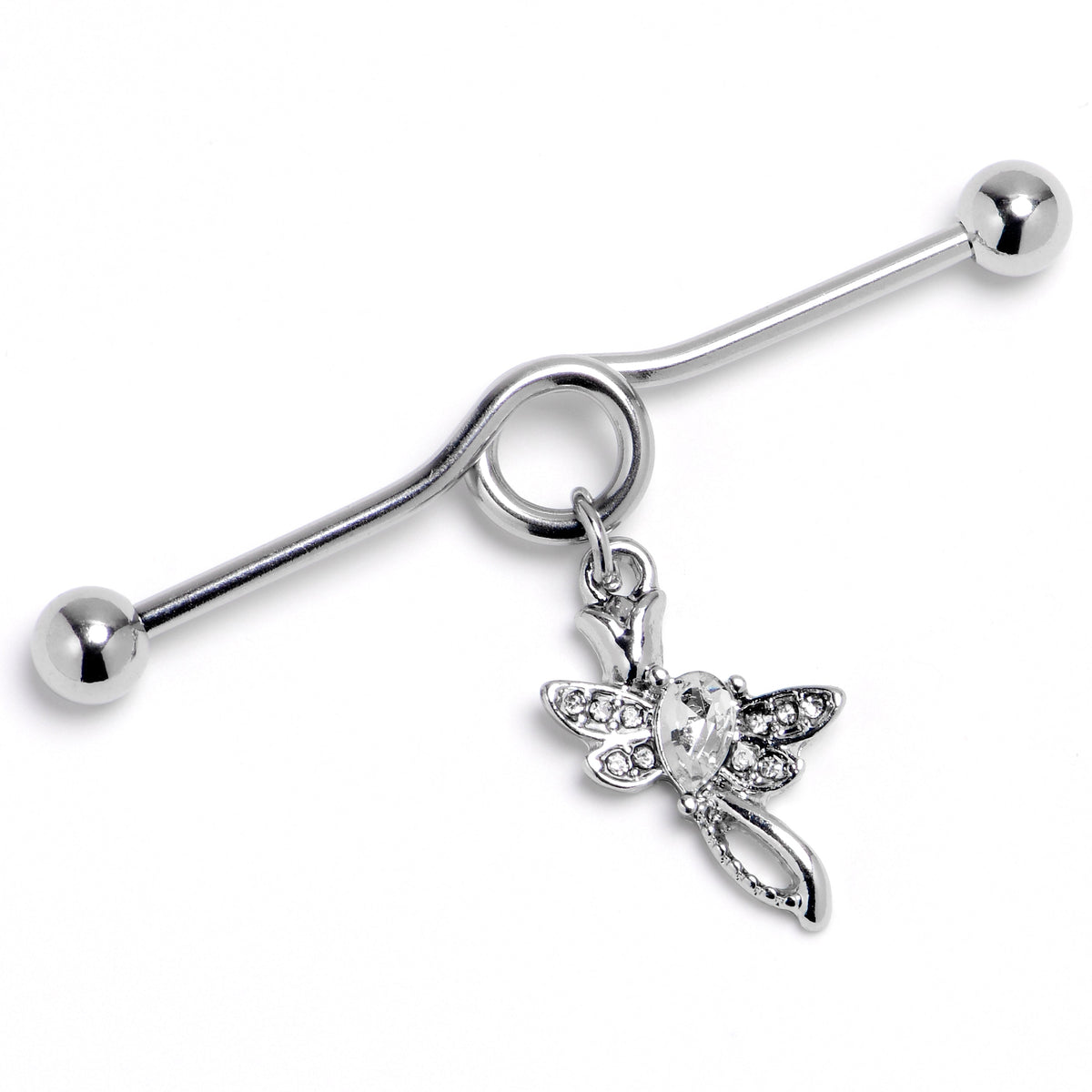 14G Clear Gem Bold Dragonfly Dangle Project Bar 38mm