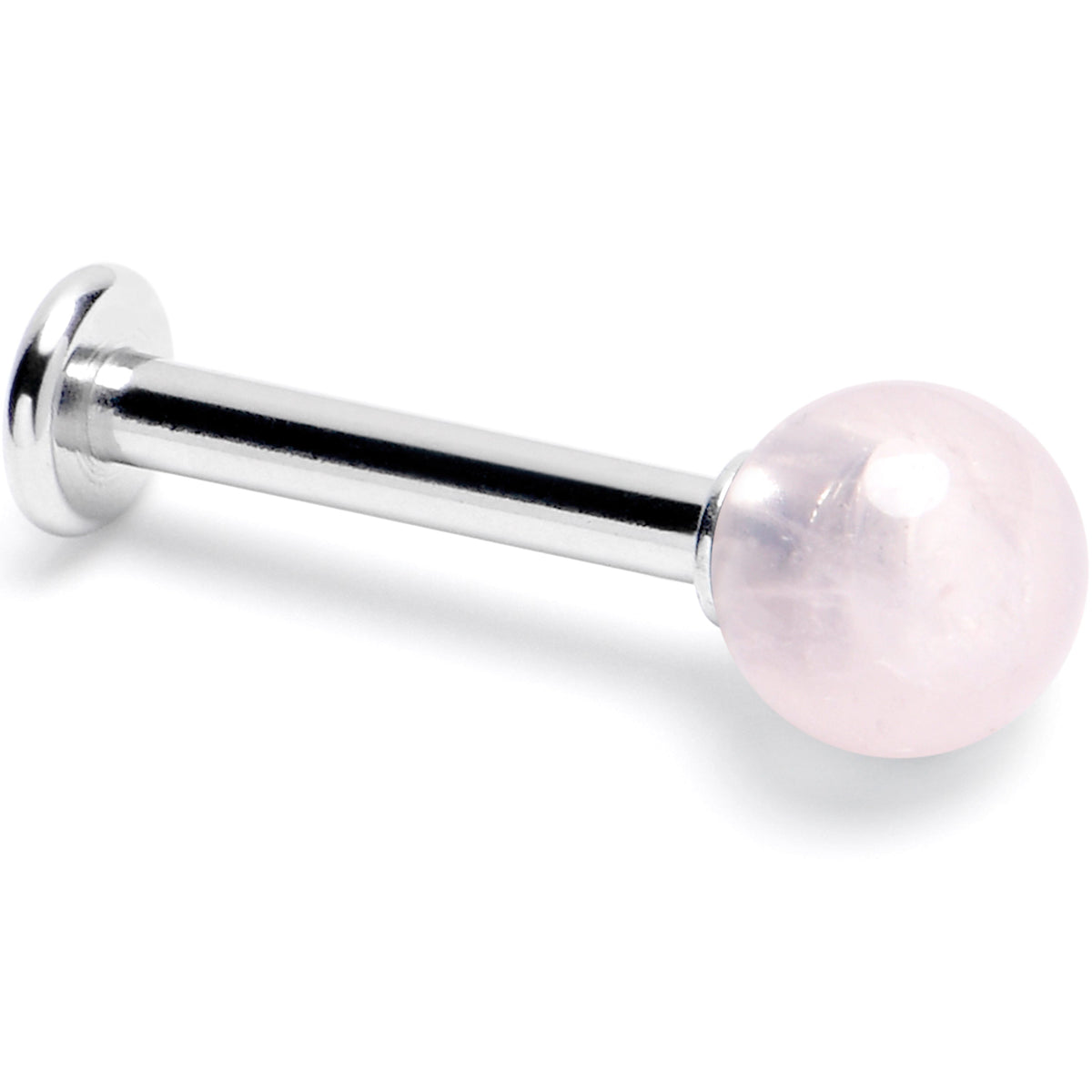 14G 3/8 Pink Crystal Natural Stone Labret Tragus Earring