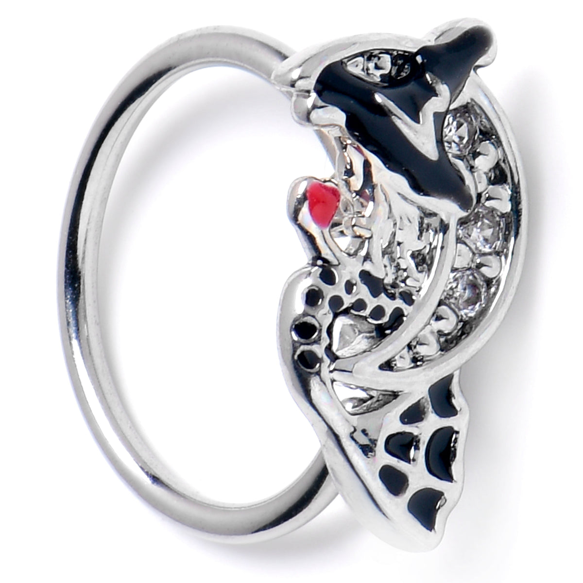 20G 5/16 Clear CZ Gem Crescent Moon Witch Halloween Nose Hoop