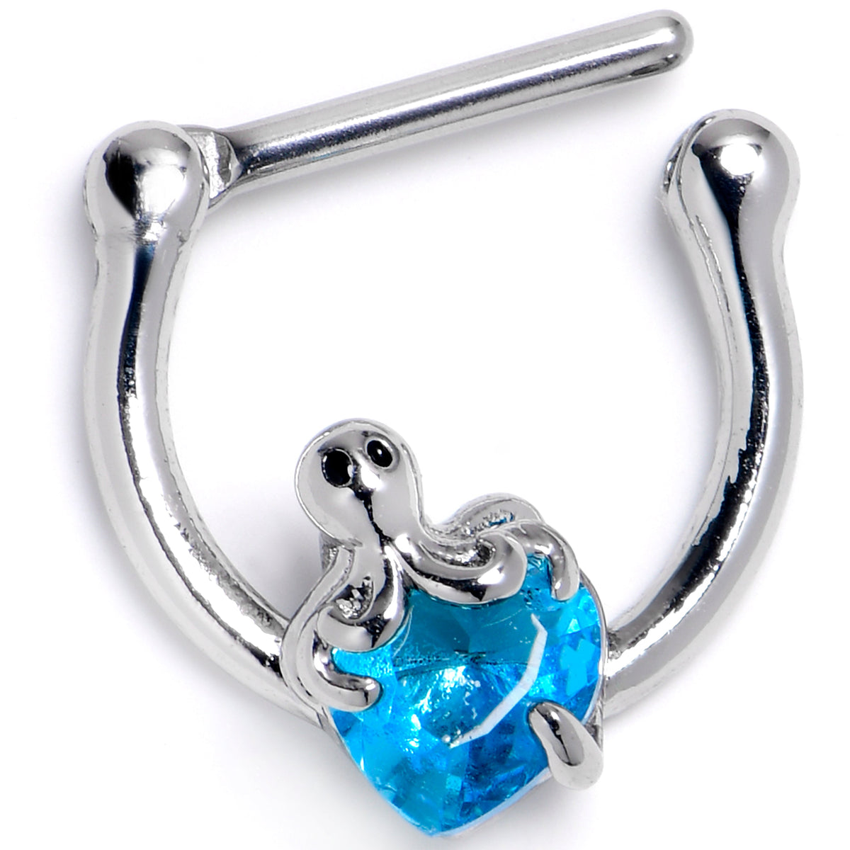 16G 5/16 Blue Gem Octopus Heart Cartilage Clicker