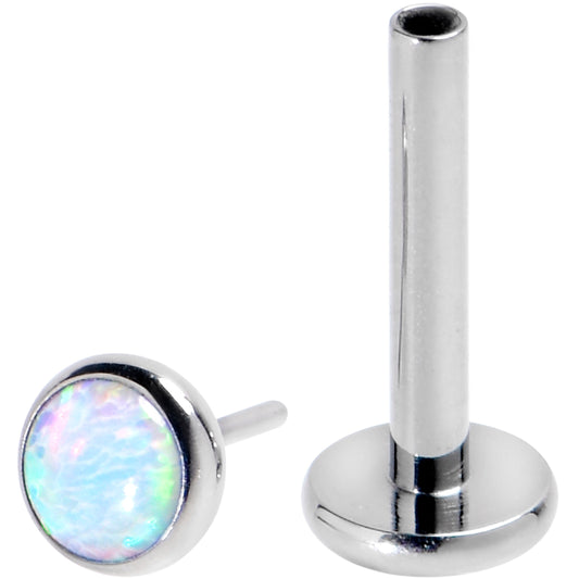 16G 5/16 White Synthetic Opal G23 Titanium Threadless Labret Tragus