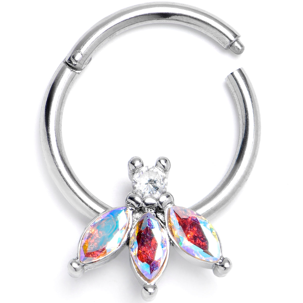 16G 3/8 Aurora Gem Fashion Fan Mini Hinged Segment Ring