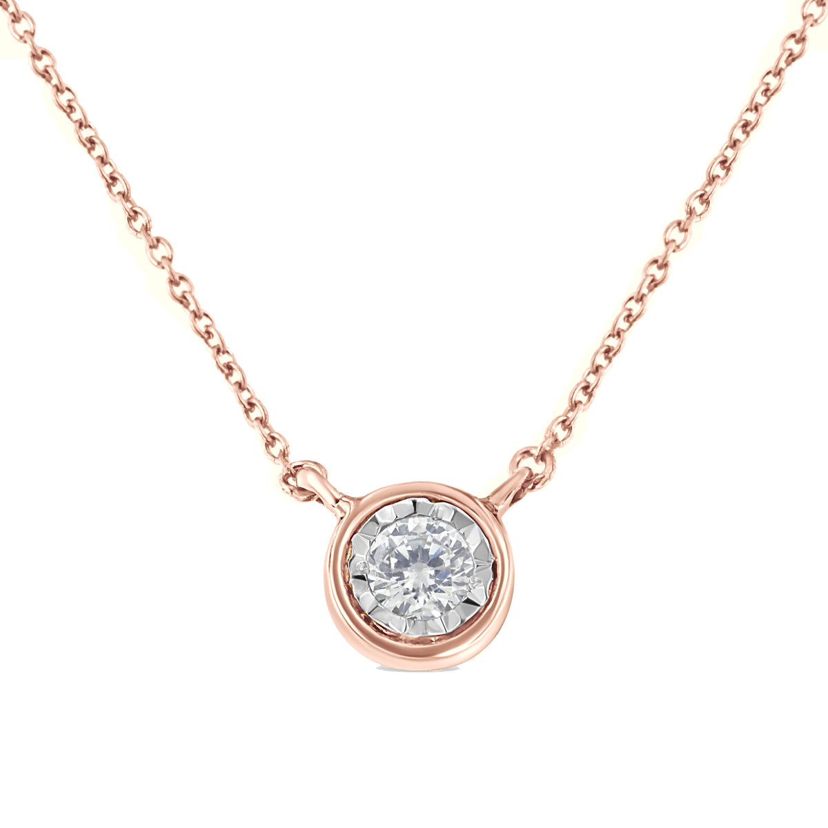 10K Yellow Gold 1/4 Cttw Round Brilliant-Cut Diamond Modern Bezel-Set Solitaire Pendant Necklace (J-K Color, I2-I3 Clarity) - 16" with 2" Extender