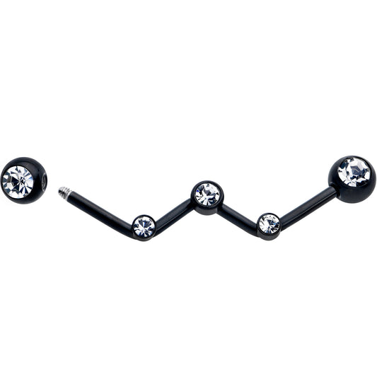 14G Clear Gem Black Constellation Style Project Bar 32mm