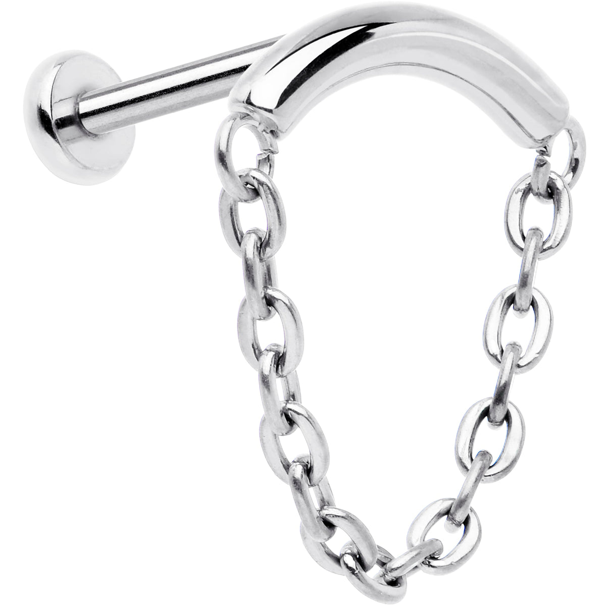18G 5/16 Titanium Threadless Chain Dangle Hidden Helix Earring