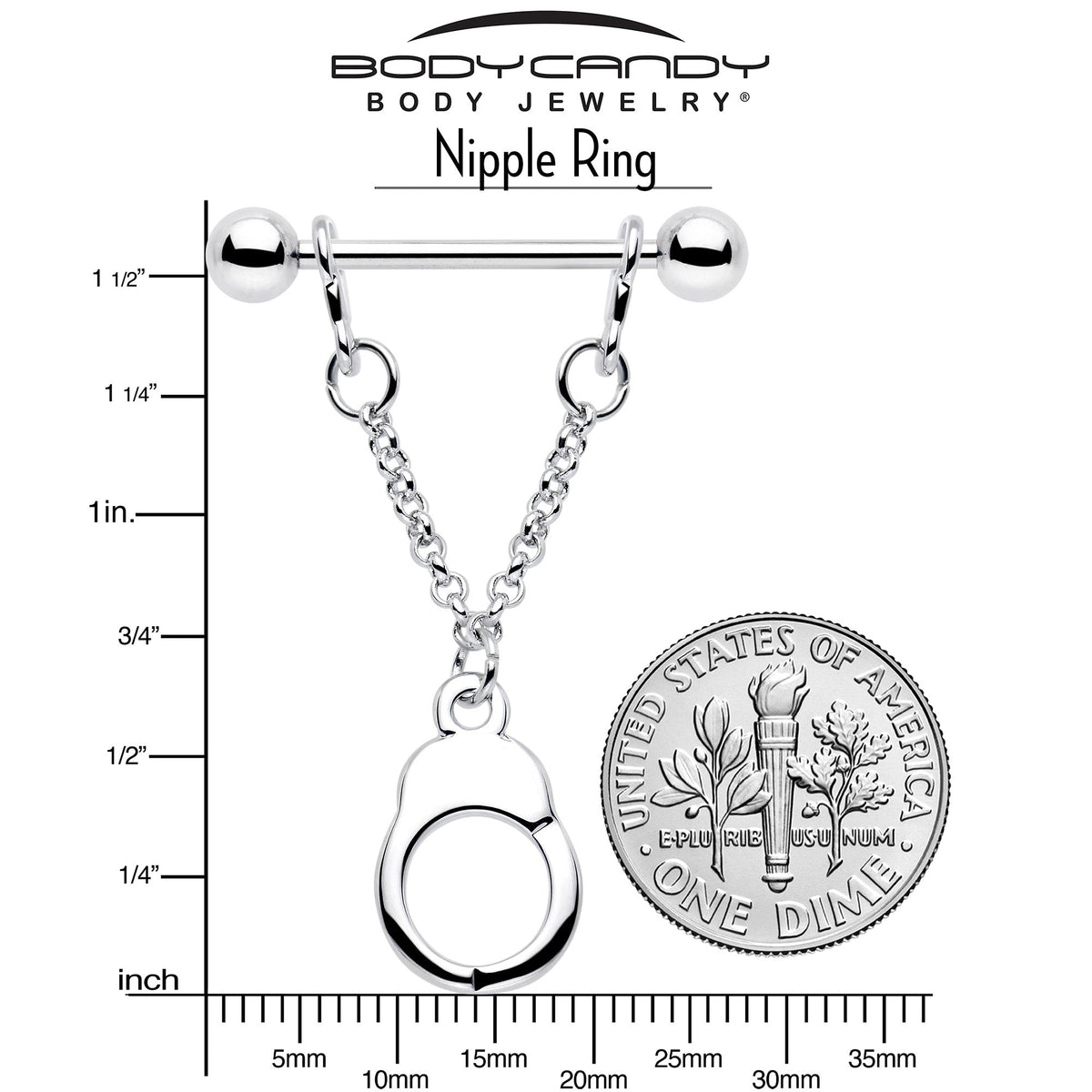 14G 3/4 Handcuff Chain Dangle Nipple Ring Set
