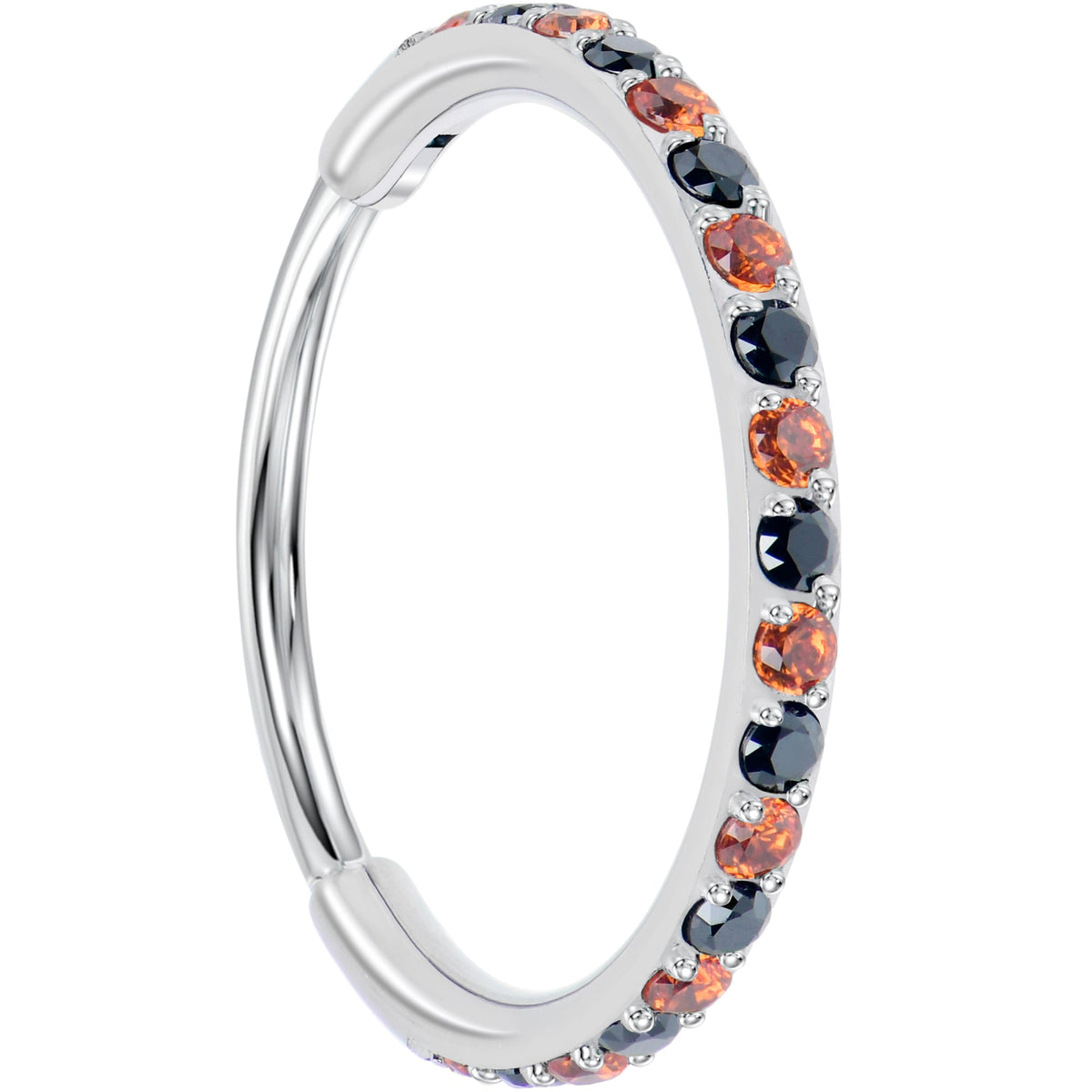 20G Micro Gem Titanium Hinged Nose Hoop - Black Orange Nose Ring