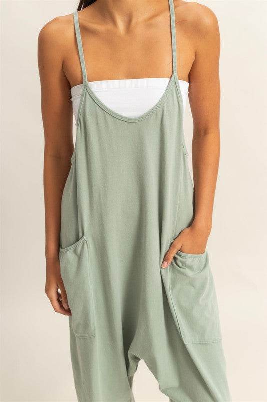 HYFVE Relaxed Fit Mineral Washed Overalls with Pockets