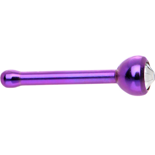 Grade 23 Titanium Purple Crystalline Gem Nose Bone
