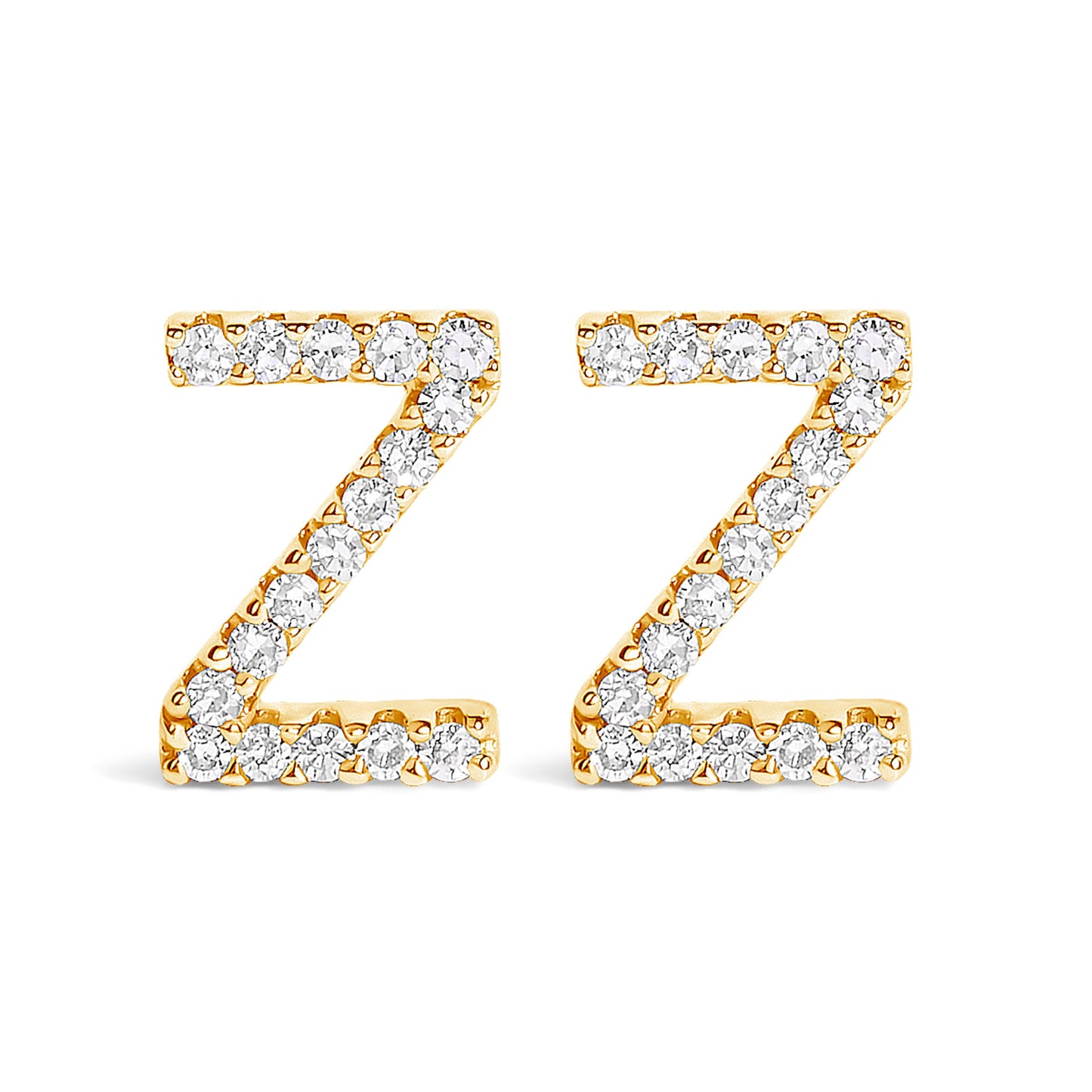 10K White Gold 1/10 Cttw Diamond Initial “A†Stud Earring