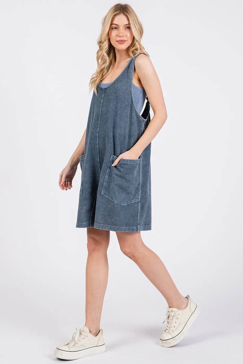 Mittoshop Low Scoop Neck Tank Washed French Terry Romper