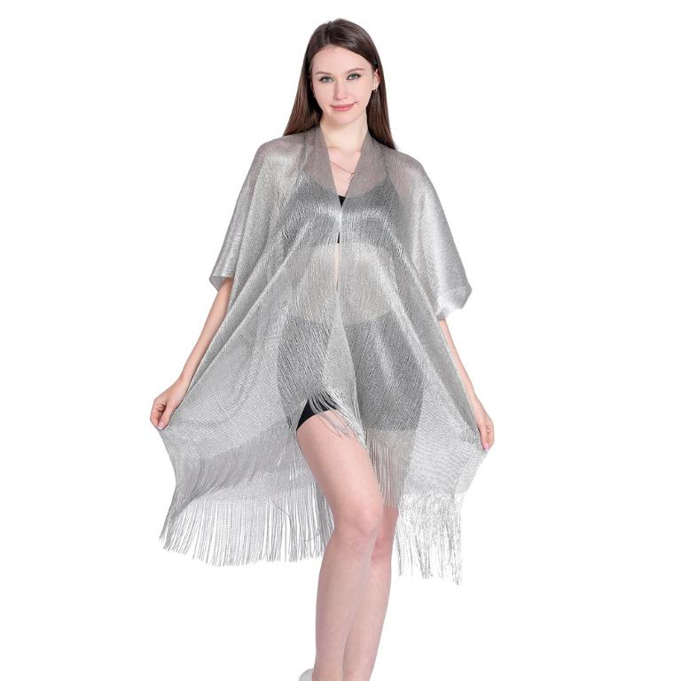 Tassel Gold Bikini Cover Up Sexy Beach Dress Tunics For Women Beachwear Summer See Through Swimsuit Cover-Ups Kaftan