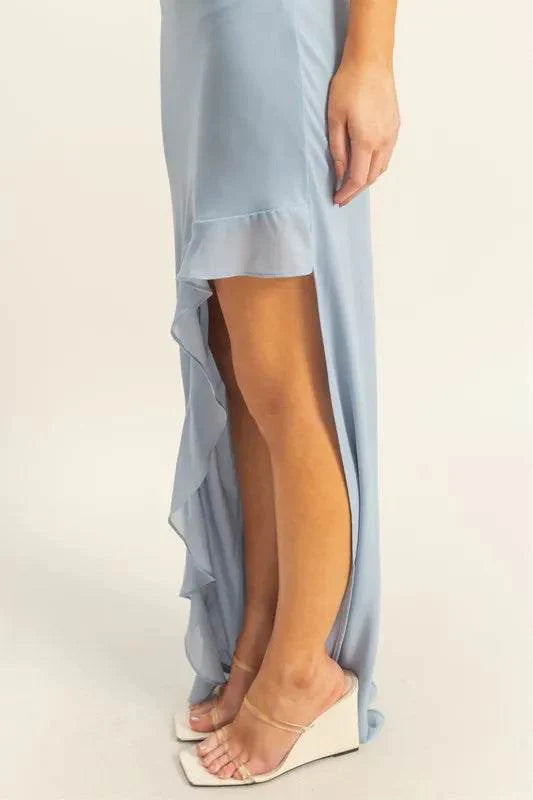 HYFVE Chiffon Ruffle Trim Midi Dress