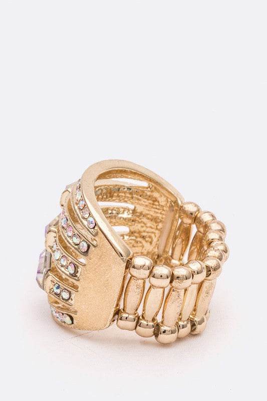 Crystal Baguette Stretch Cocktail Ring
