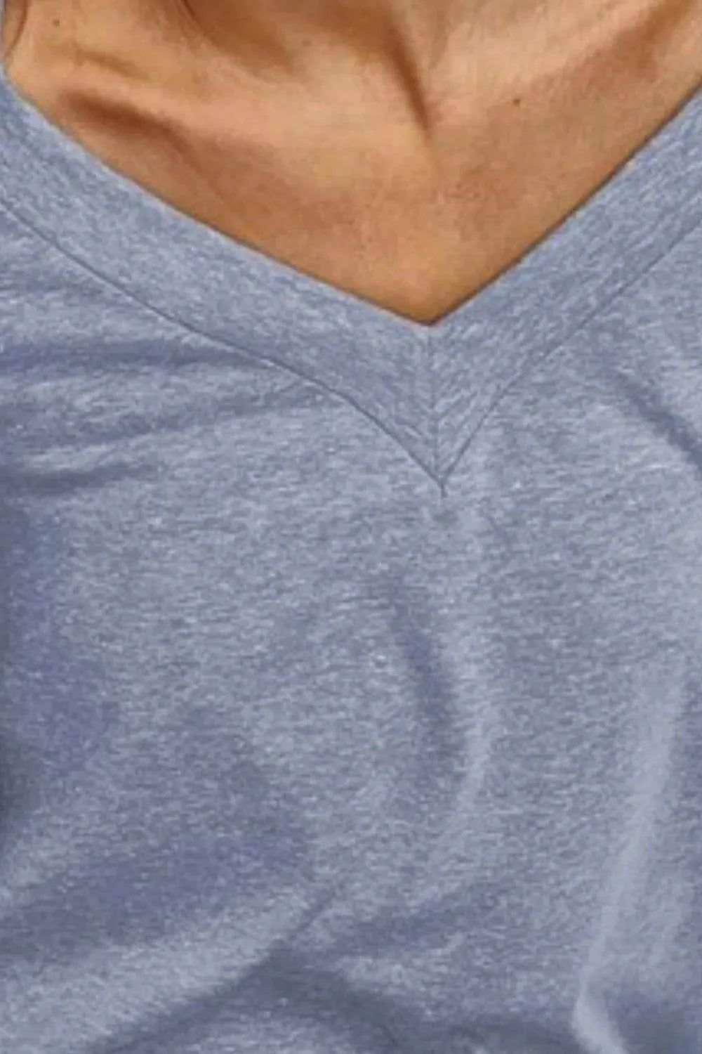 BiBi Triblend V Neck Top with Shoulder Shrring Detail