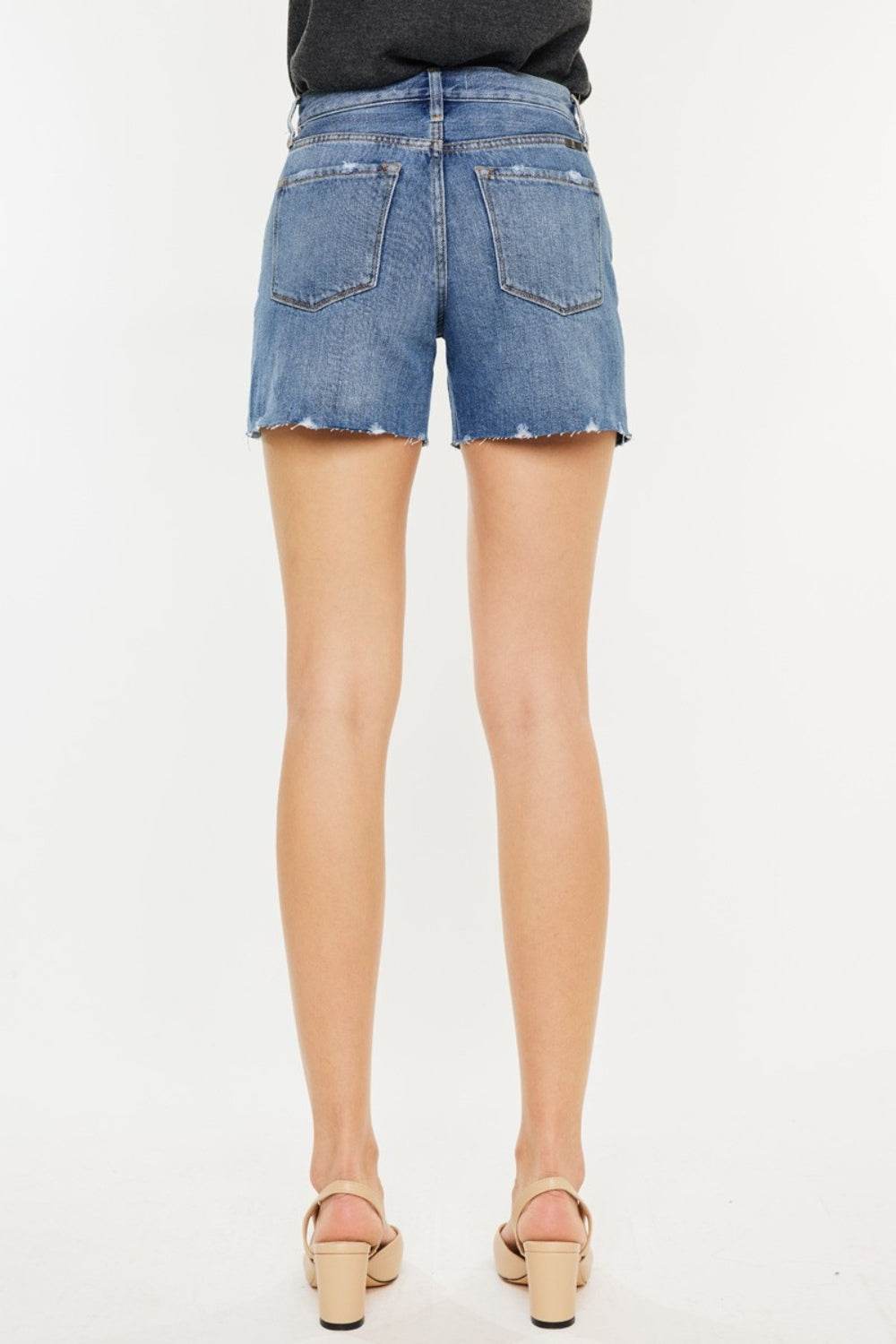 Kancan Distressed High Waist Denim Shorts