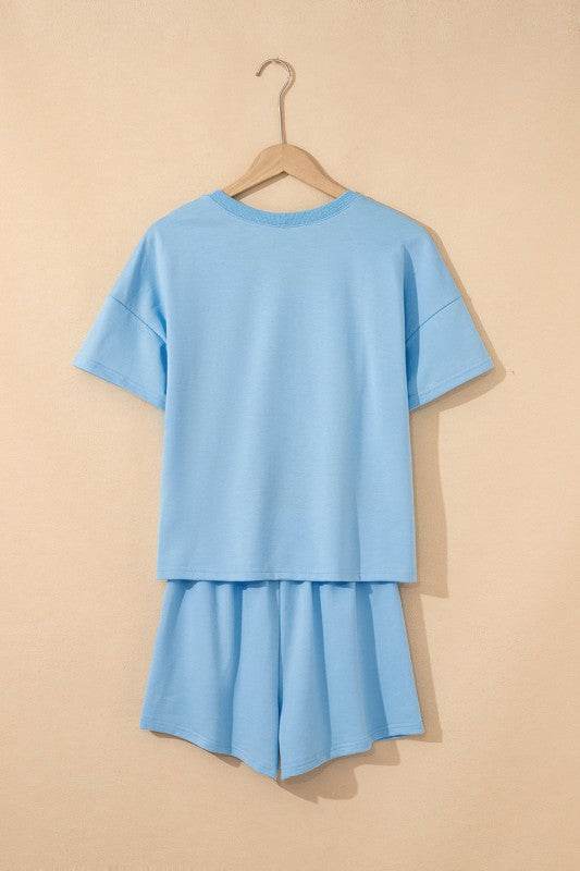 Avery Top and Patchwork Drawstring Shorts Set