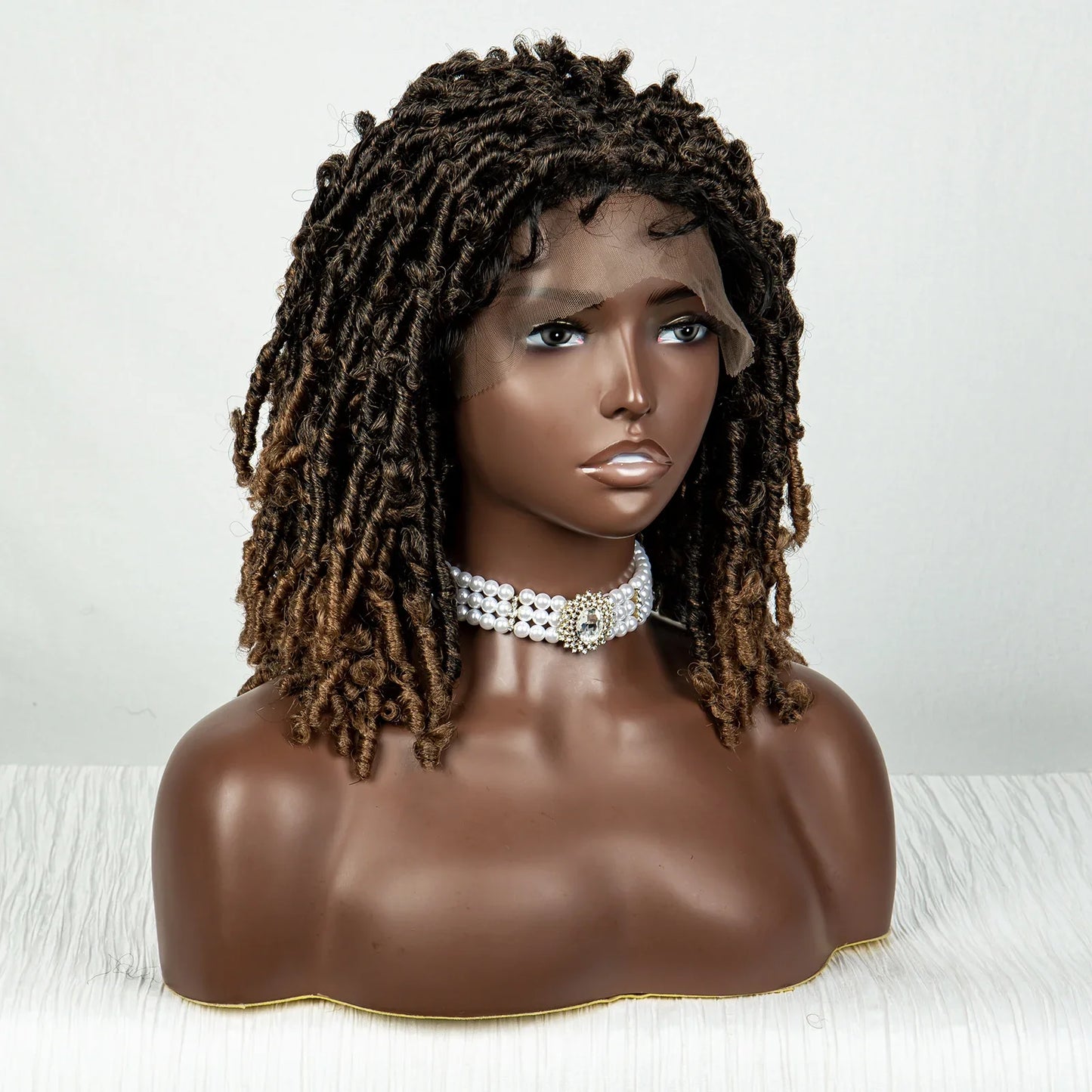 Burgundy Butterfly Locs Wig | 9x6 Lace | Short Box Braided Faux Locs | 16" Synthetic Hair | Knotless Braids