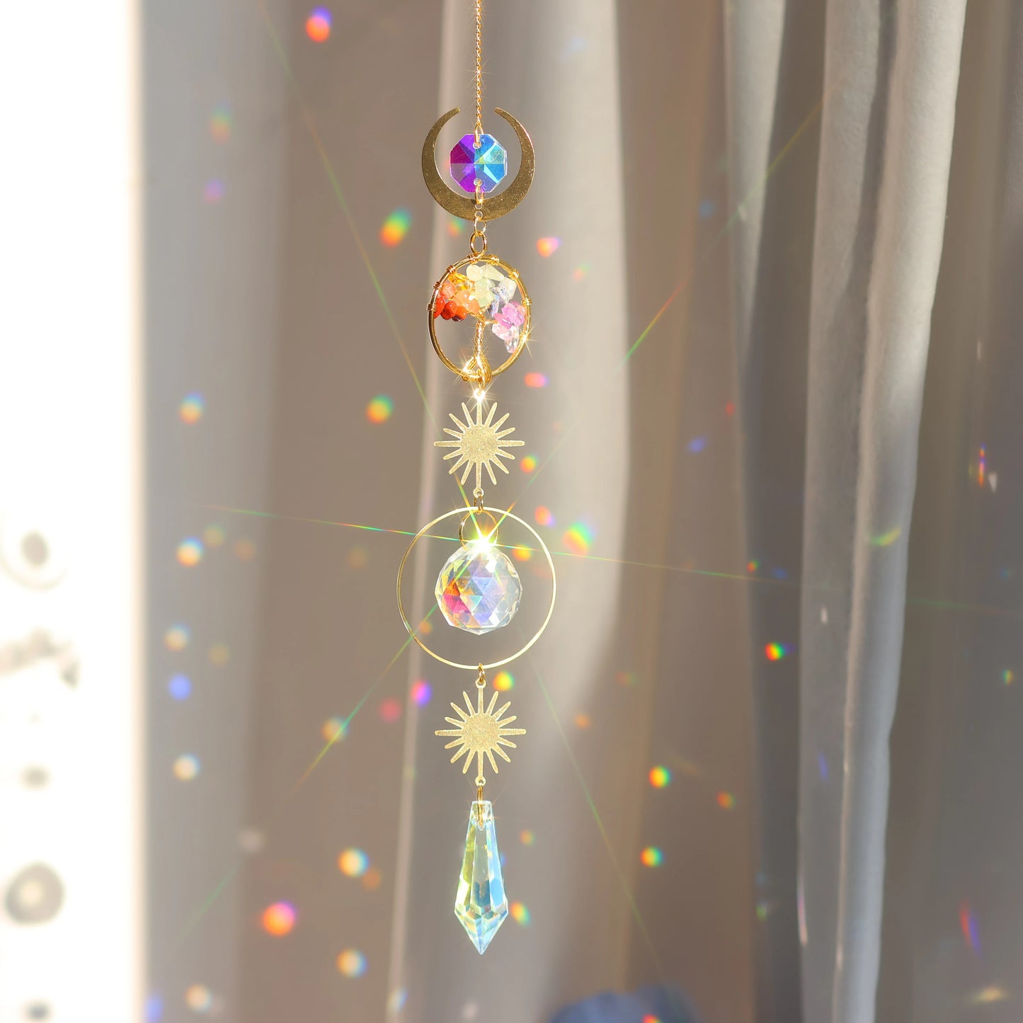 Tree of Life Crystal Pendant Sun Catcher Indoor and Outdoor Rainbow Home Garden Window Christmas Tree Wedding Decoration
