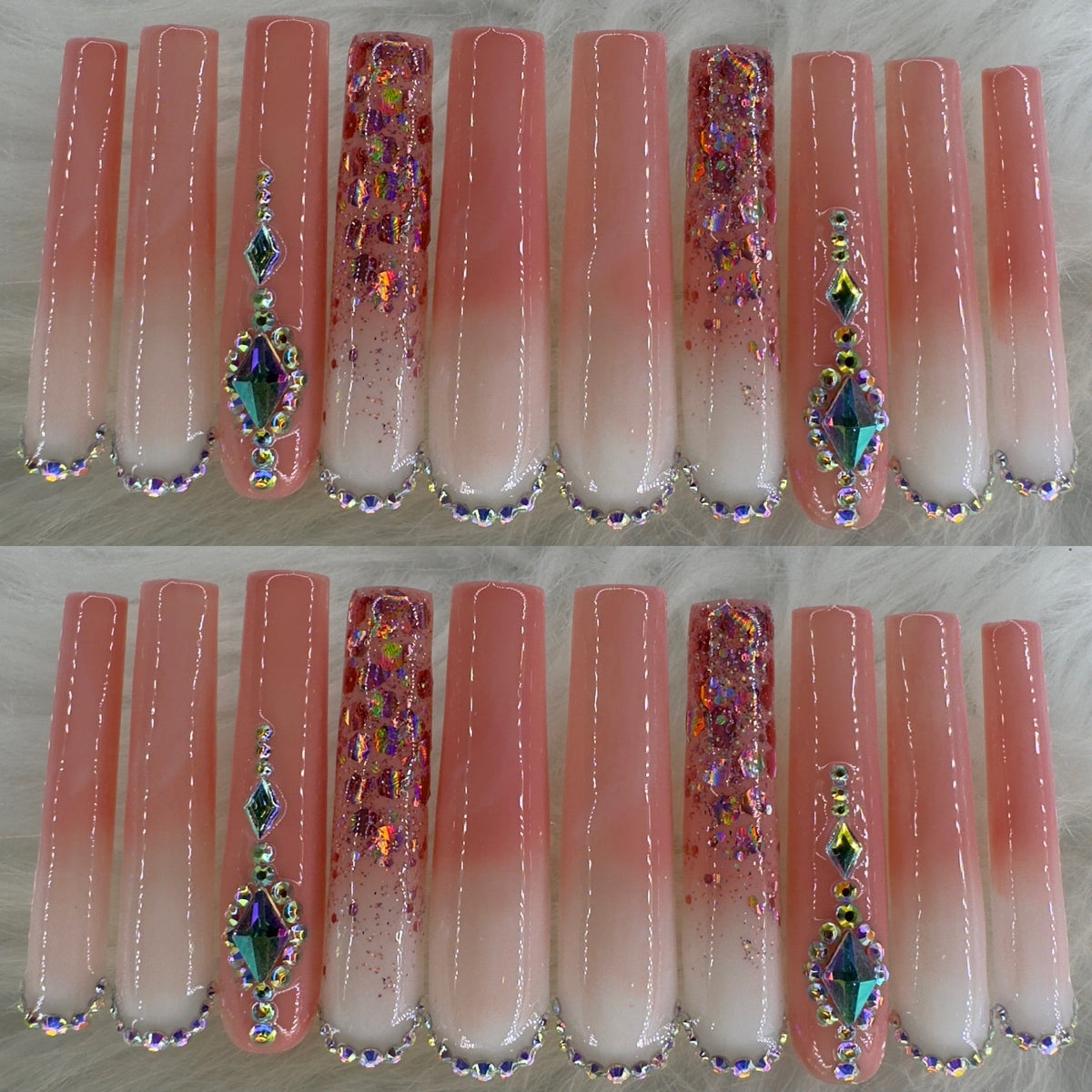 Natural tone long press on nails