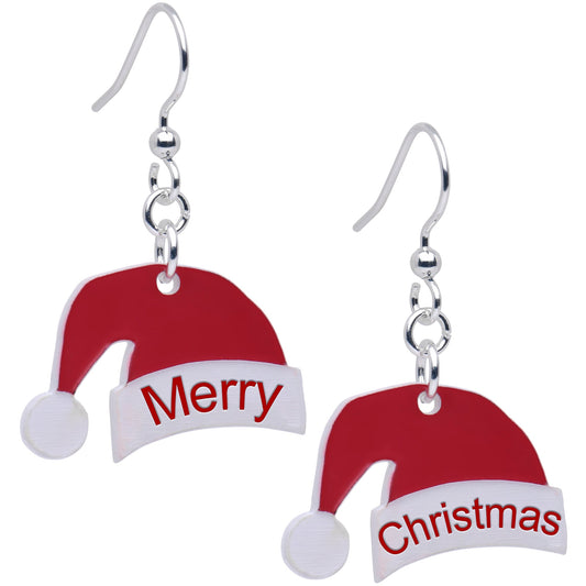 Custom Santa Hat Personalized Fishhook Dangle Earrings
