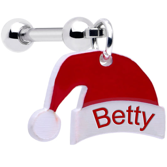 Custom Santa Hat Personalized Dangle Barbell Cartilage Earring