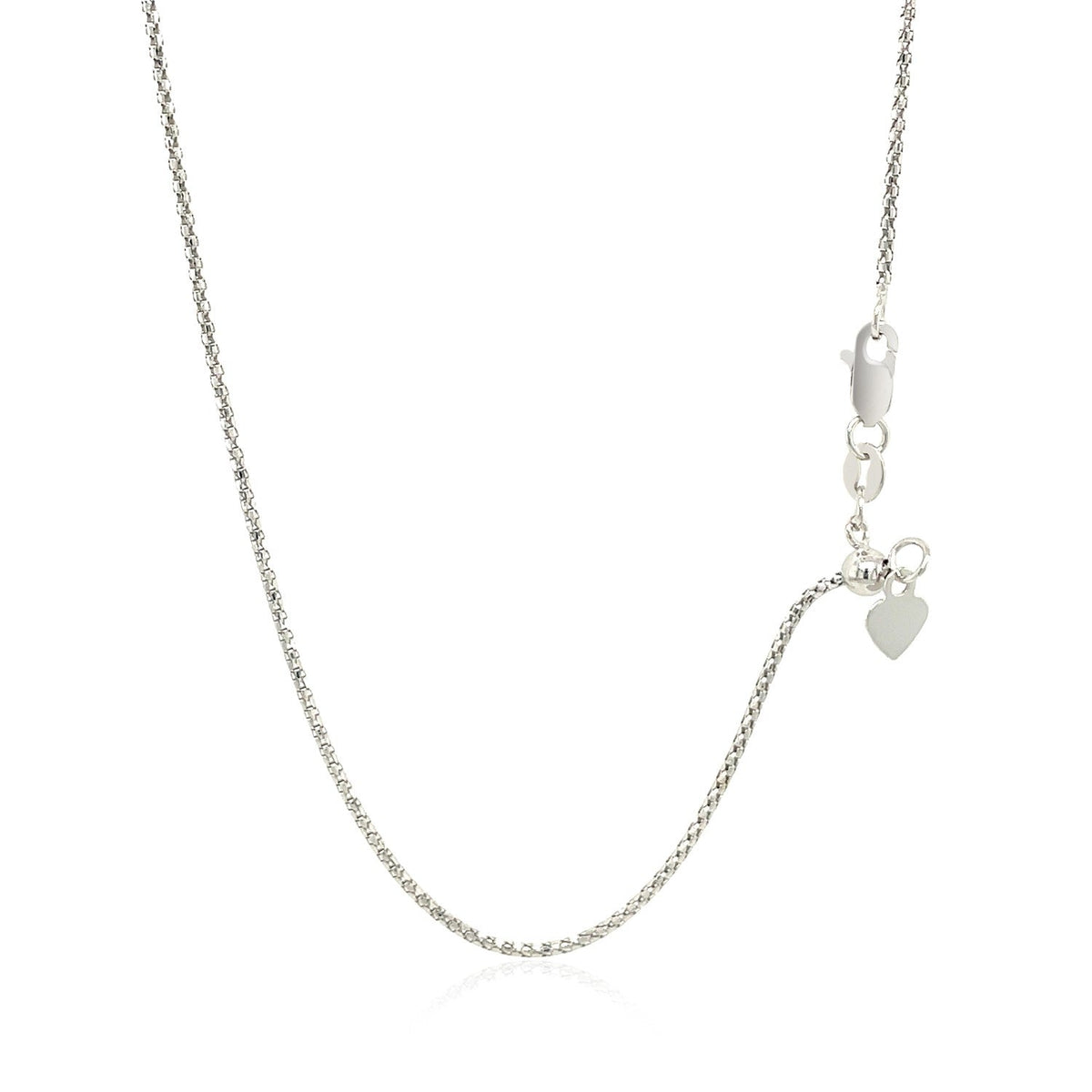 14k White Gold Adjustable Popcorn Chain 1.3mm