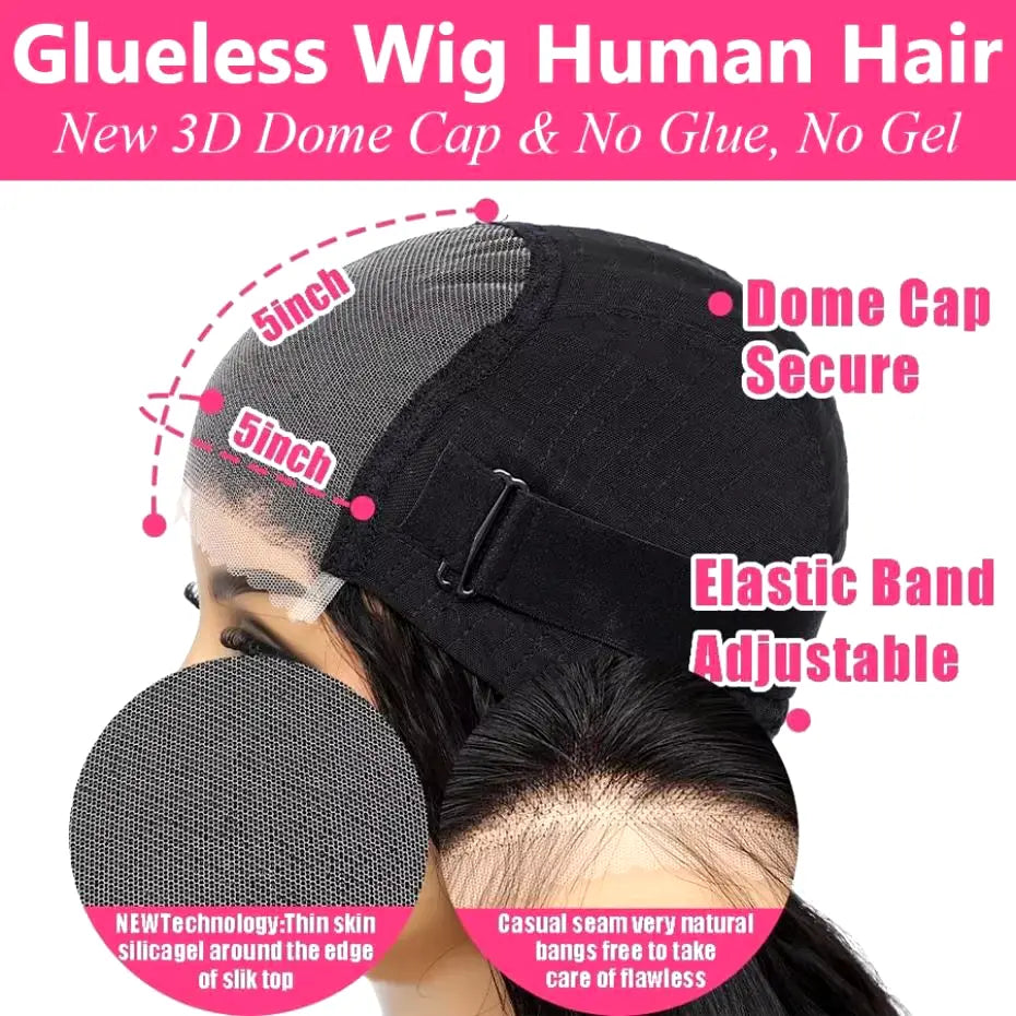Deep Wave Glueless Lace Closure Wig | Pre-Cut | Ready to Wear | Brazilian Remy Hair