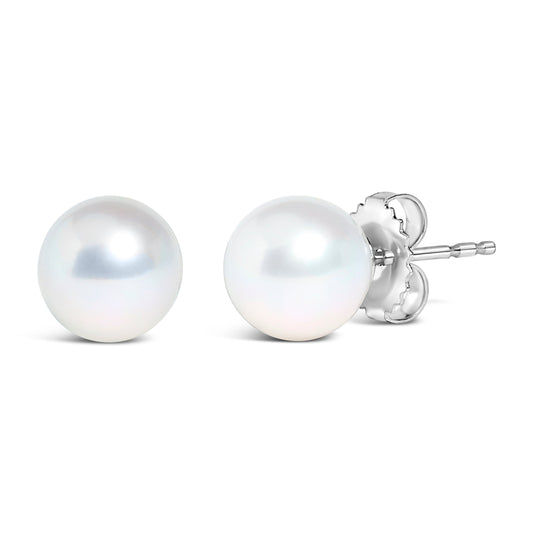 14k White Gold 5-5.5MM Cultured Freshwater Pearl Solitaire Stud Earrings
