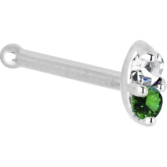 14k White Gold 1.5mm Genuine Emerald Diamond Marquise Nose Ring