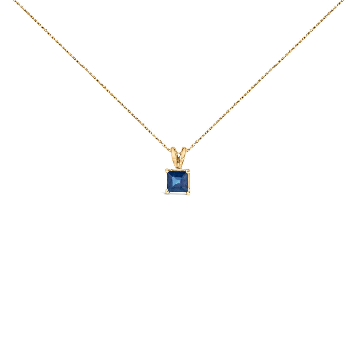 14K White Gold 5x5 MM Square Shaped Purple Amethyst Solitaire Pendant Necklace