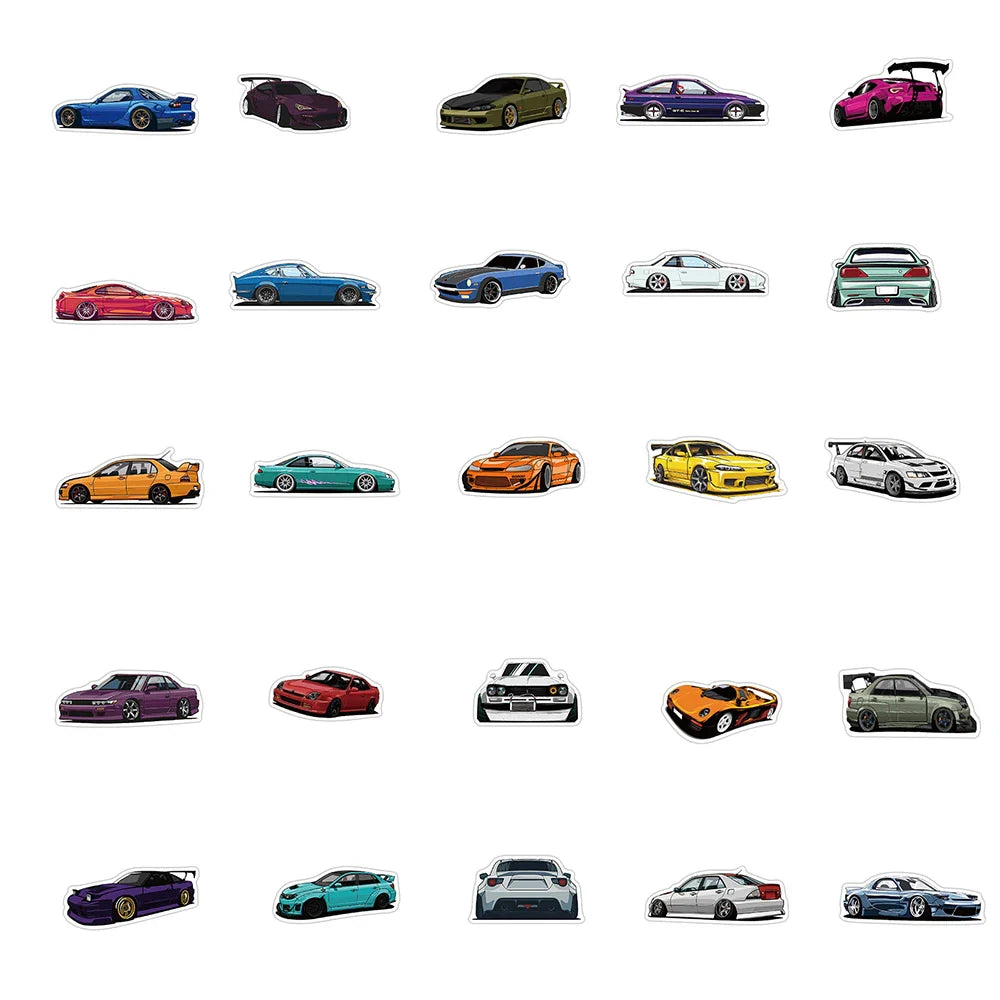 10/30/50/100PCS JDM Retrofit Racing Car Graffiti Stickers Laptop Guitar Luggage Bike Skateboard Waterproof Sticker Decal Kid Toy