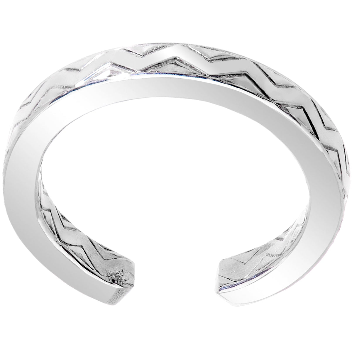 Handcrafted 925 Sterling Silver Zig Zag Pattern Toe Ring