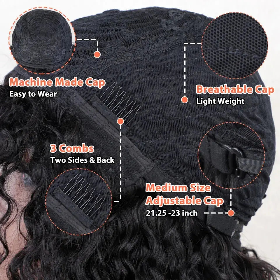 Natural Jerry Curly With Bangs | Brazilian | Human Hair Wigs | Short Bob Wigs