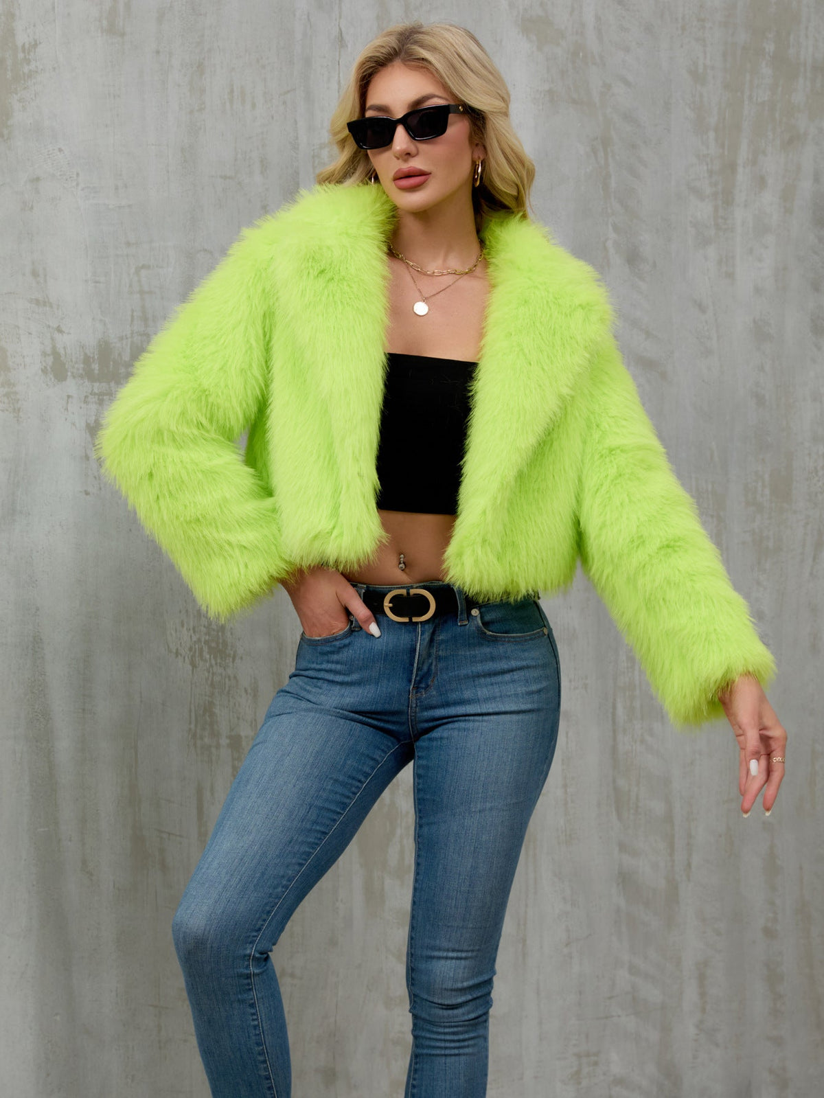 Autumn Winter Women Clothing Plush Short Jacket Faux Fur Coat Suit Collar Outer Coat
