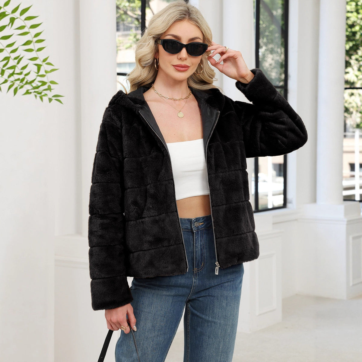 Arrival Autumn Winter Warm Imitation Rabbit Fur Coat Women Faux Fur Jacket