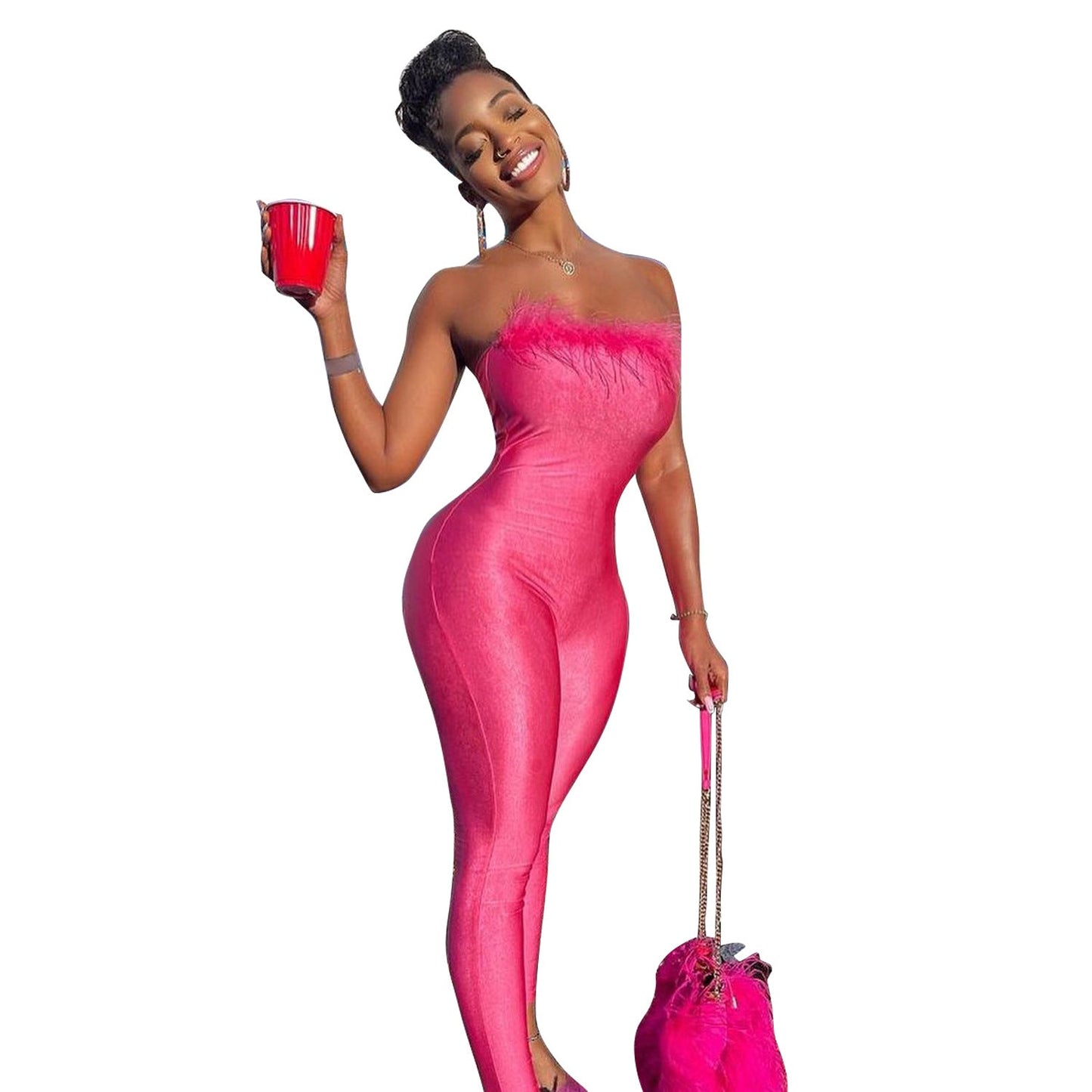 Summer Women Clothing Sexy Tight Wrapped Chest Jumpsuit Trousers for Women