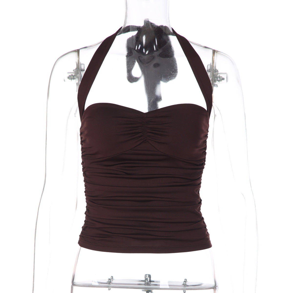 Women Sexy Tube Top off Neck Halter Tied Slim Fit Pleated Vest