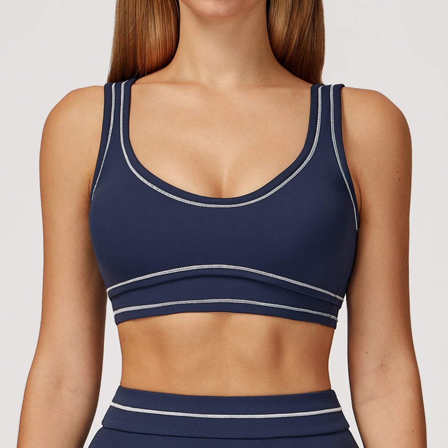 Contrast Color Brushed Yoga Bra Advanced Sense U Shaped Beauty Back Exercise Underwear Running Fitness Yoga Wear