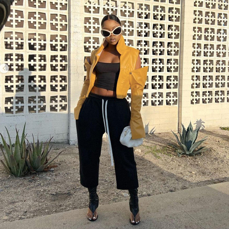 Autumn Winter Women Clothing Sexy Collared Long Sleeve Cardigan Loose Solid Color Coat Women