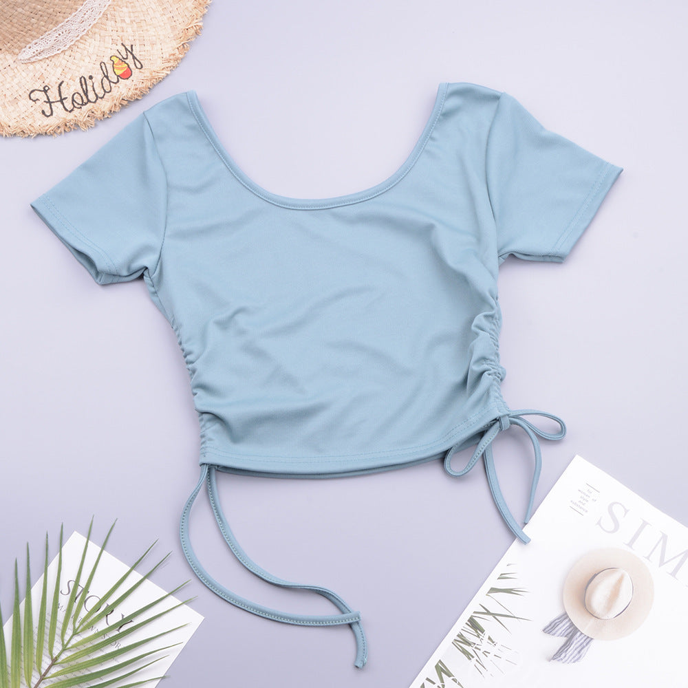 Beach Holiday Solid Color Linen Modal Comfortable Women Adjustable Top