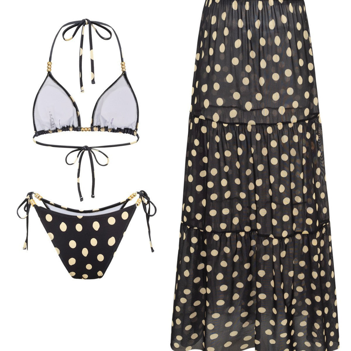 Black White Dot Sexy Swimsuit Slimming Suit Women Dress Beach Swimsuit Three Piece Set
