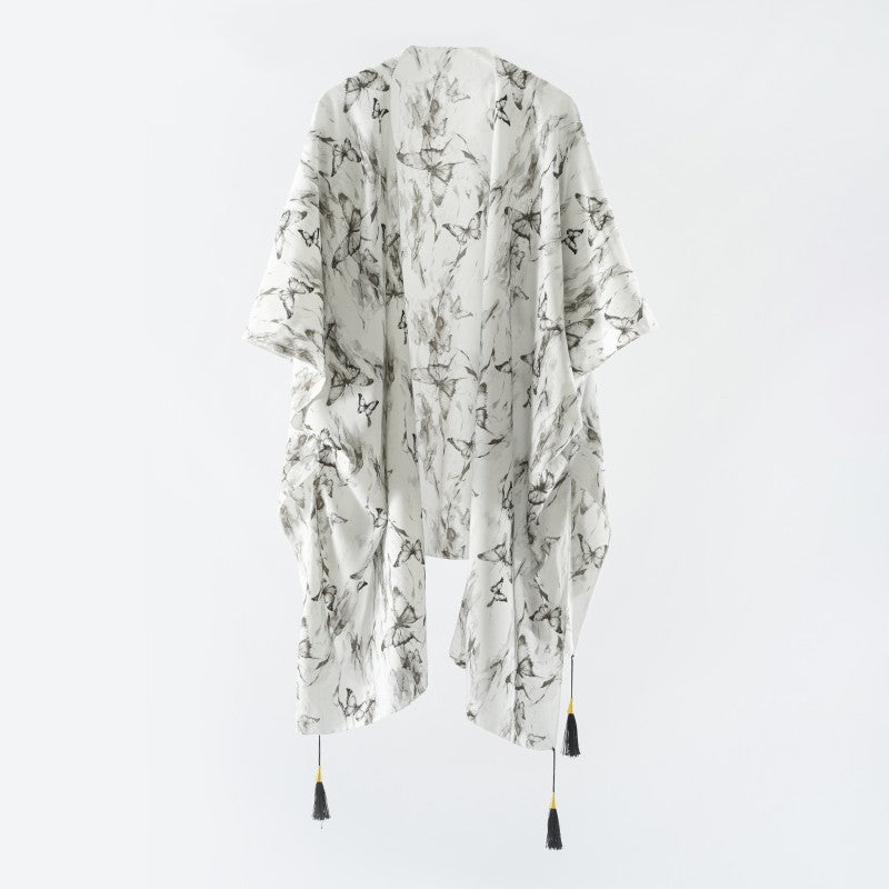 Outer Tower Women Spring Summer Blouse Sun Proof All Matching Tassel Shawl Simple Travel Beach Photo