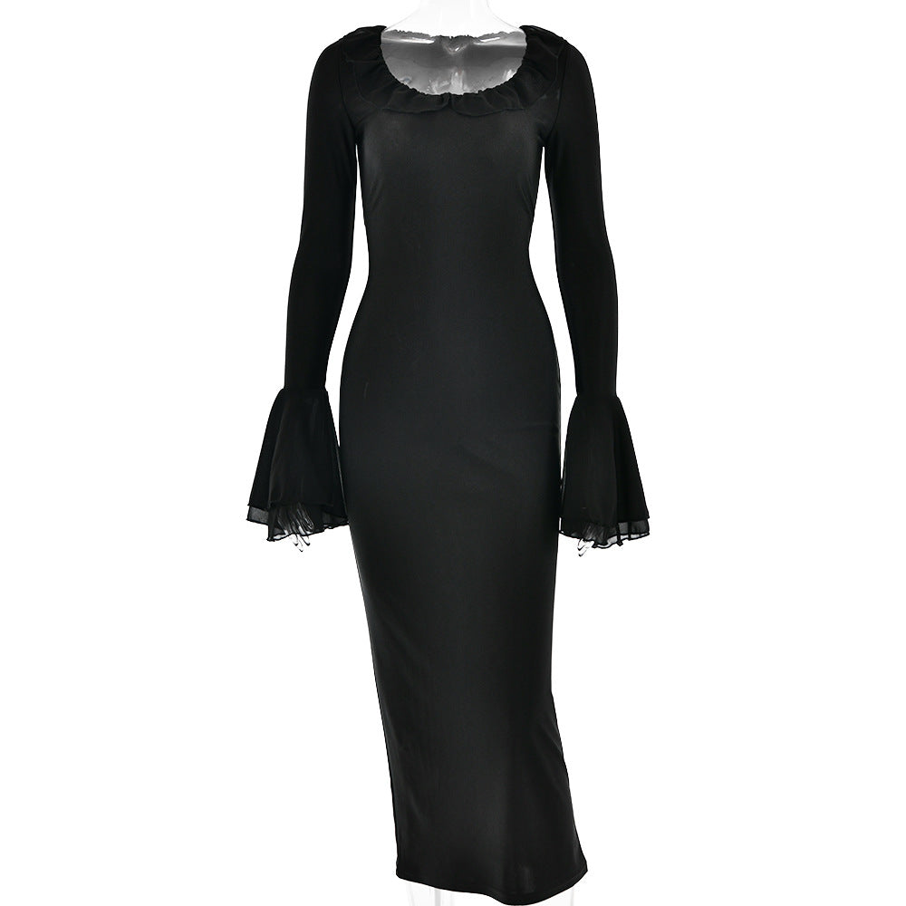 Autumn Bell Sleeve Dress Women Sexy Sexy High Waist Fishtail Dress