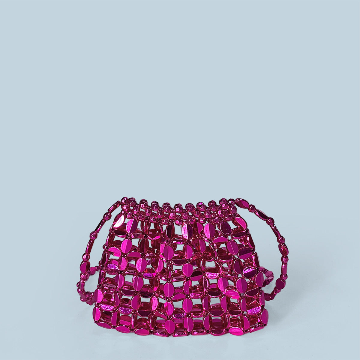 Hand Woven Bag Women Crossbody Silver Dumpling Bag All Match Acrylic Paillette Beaded Bag