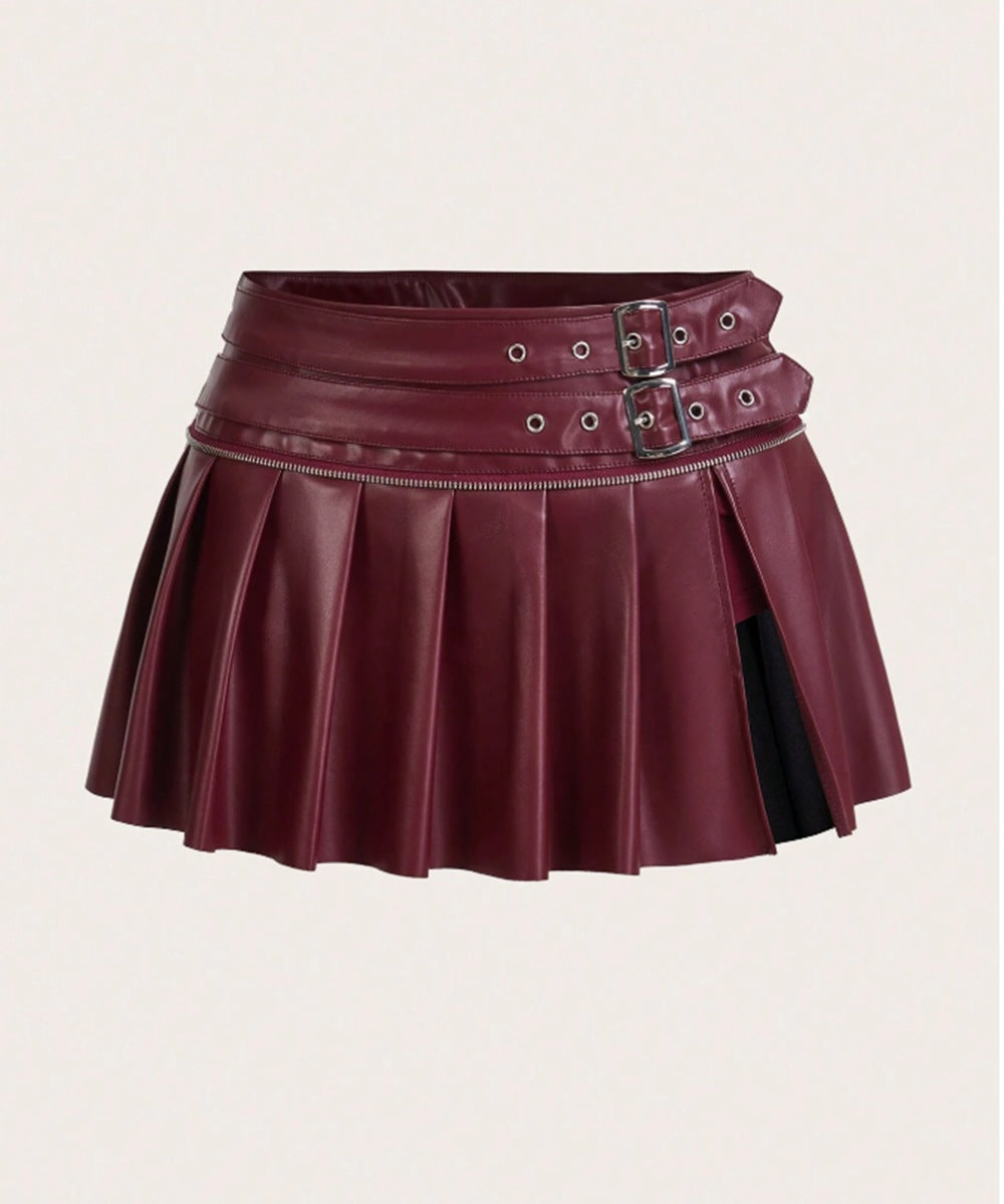 Women Clothing Sexy Pleated Skirt Pleated Short Split Skirt