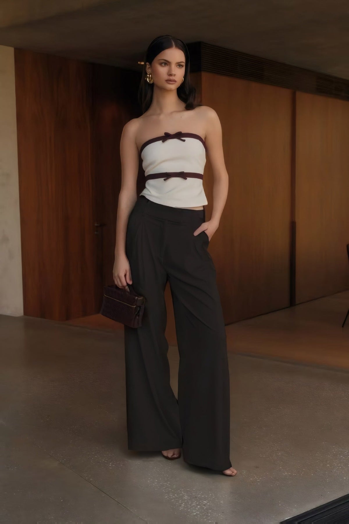 Slim Texture Feeling Slightly Pull Tall Wide Leg Pants Drooping Straight Summer Thin Design Pants Women