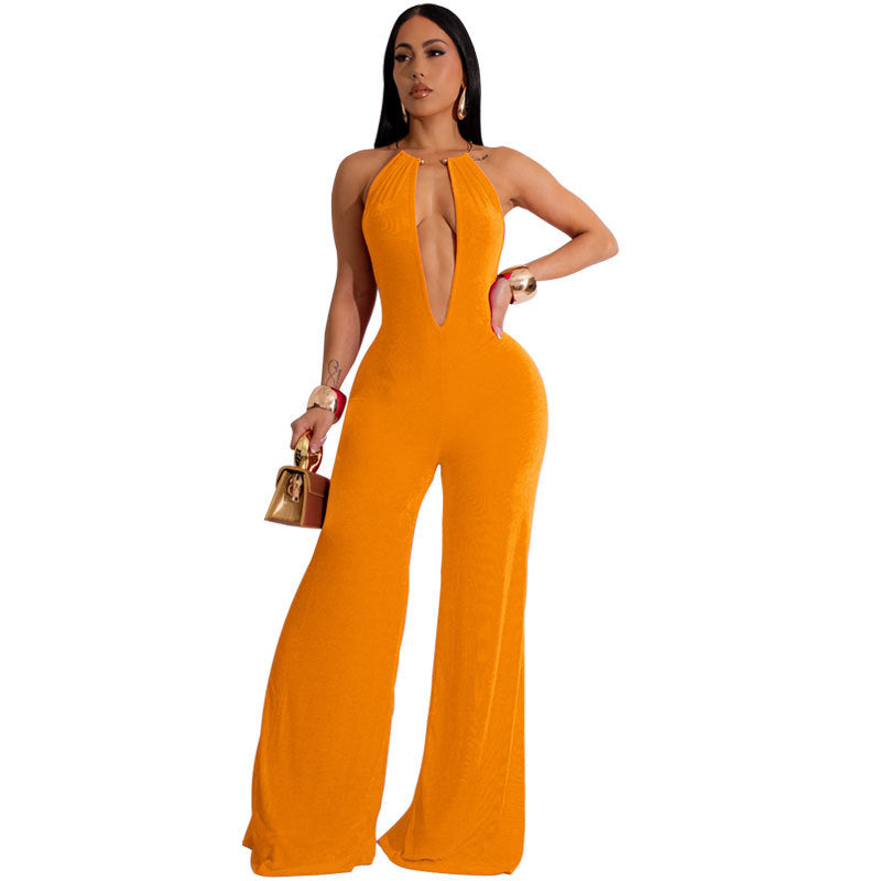 Jumpsuit Women Trousers Solid Color Sexy Casual Jumpsuit