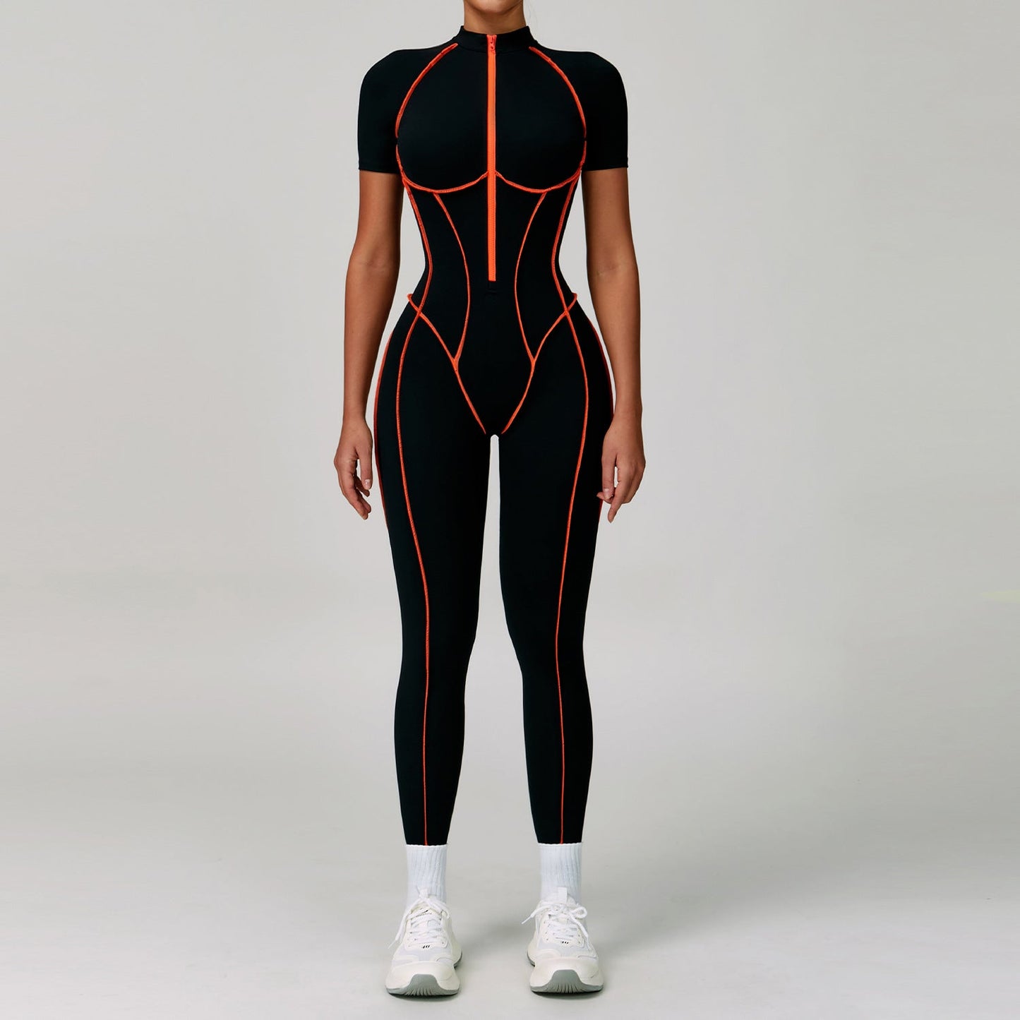 Contrast Color Yoga Workout Clothes Hollow Out Cutout out Beauty Back Tight Jumpsuit Running Exercise Yoga Clothes Women