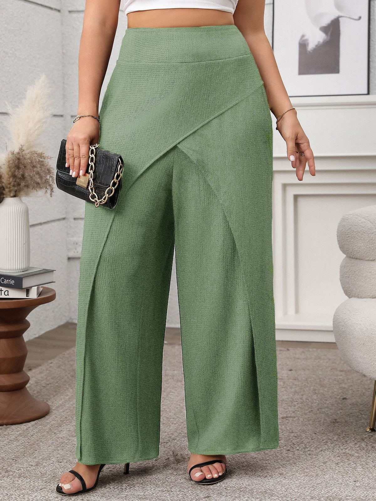 Women Clothing Solid Color Loose Design Wide Leg Pants